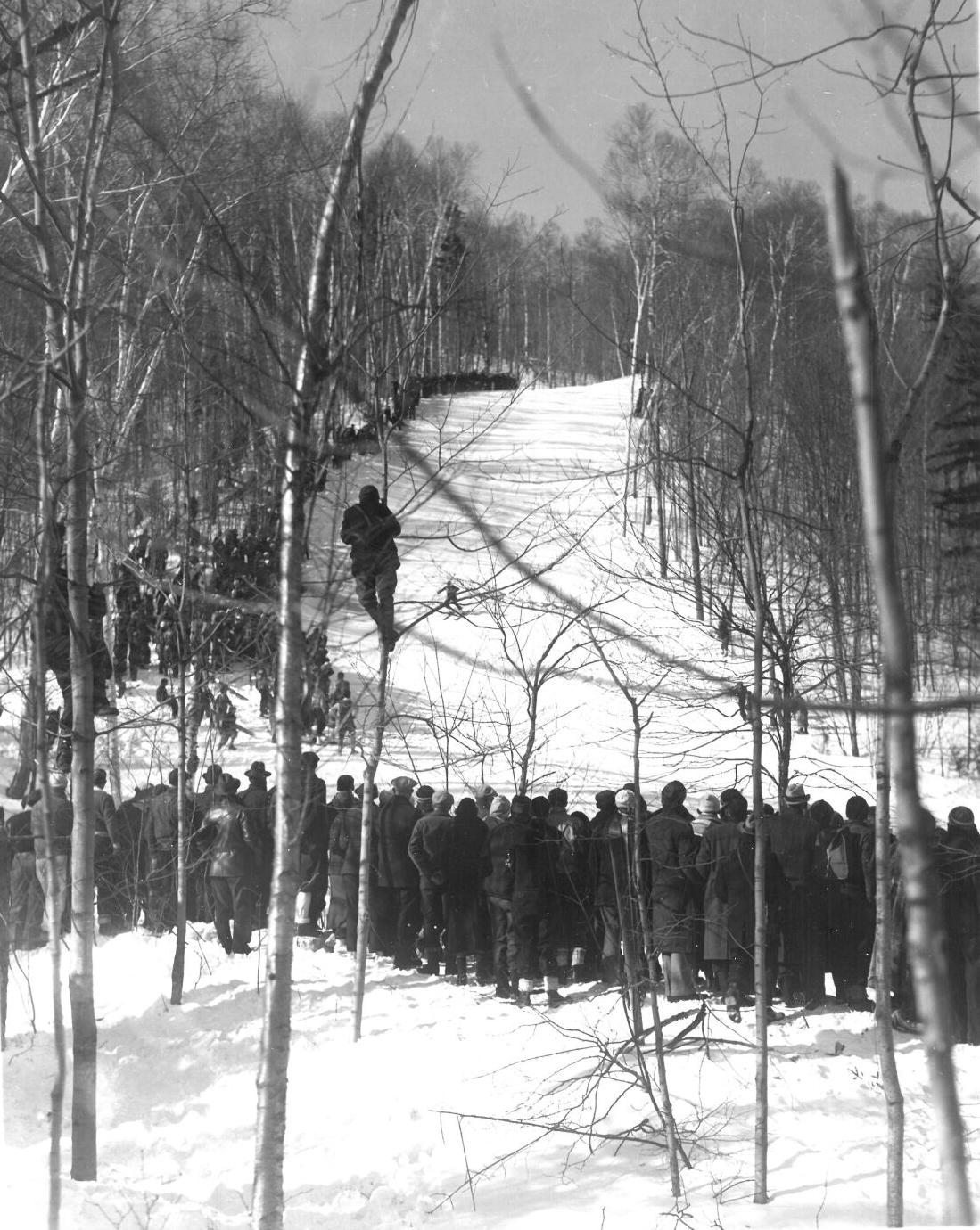 Skiing by the Old Finish Line at Thunderbolt (Mount Greylock), 1936